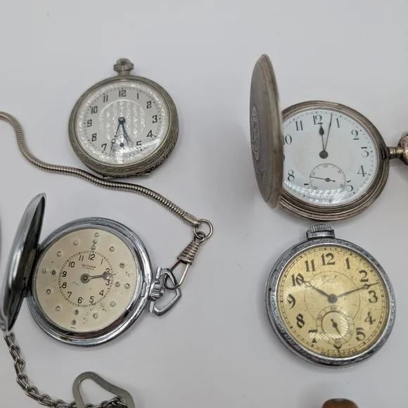 Lot of 9 Pocket Watches - Various - PARTS/REPAIR only - Picture 2 of 7